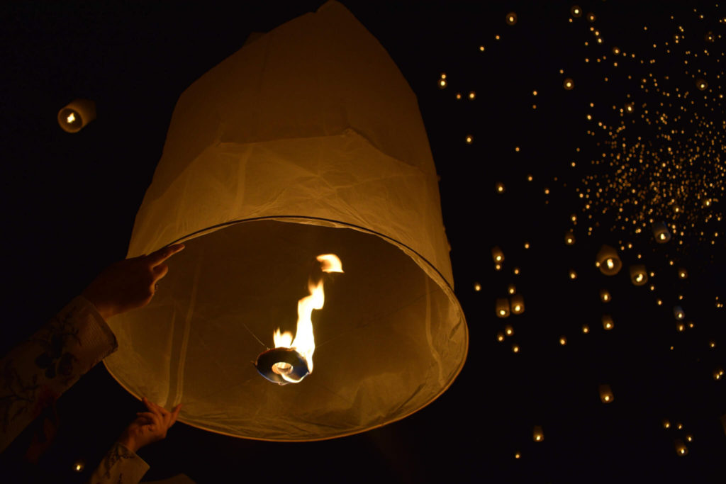 Lantern Launch At Yi Peng Lantern Festival Chiang Mai Thailand