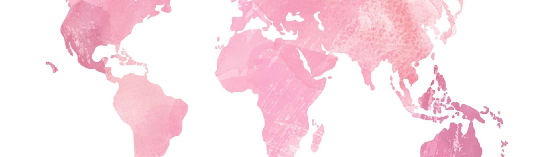 Pink World Map Showing Travel Destinations