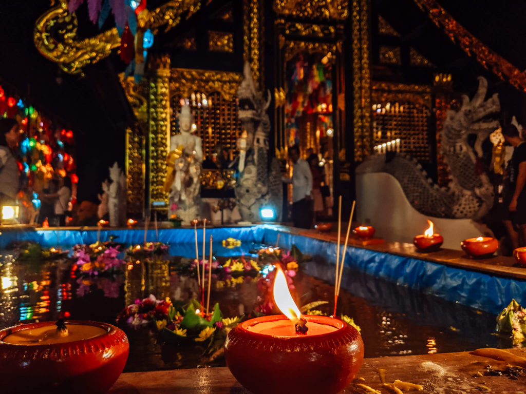 Loy Krathong At Chiang Mai Temple