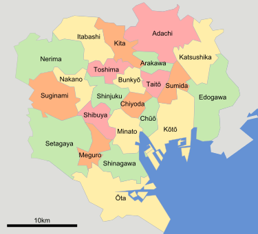 Map of 23 Tokyo Special Wards