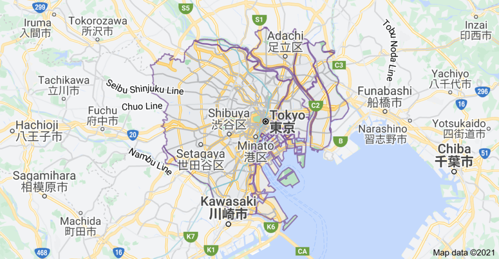 Map of Tokyo Japan