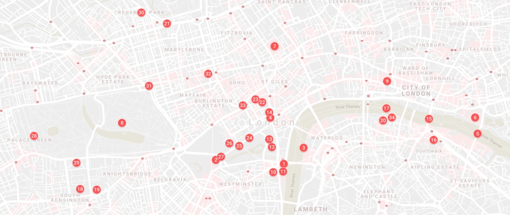 Famous London Landmarks Map