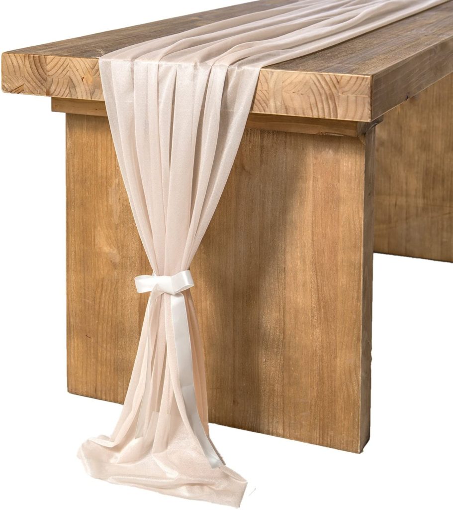 Ling's moment 14Ft Mauve Sheer Table Runner