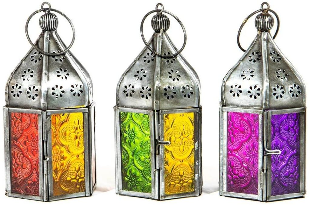 Moroccan Style Mini Iron & Glass Tealight Lanterns