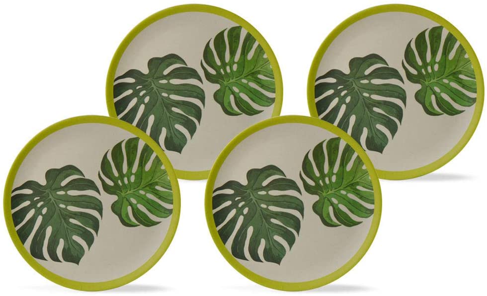 Organic Bamboo Plate Set flat Leaves