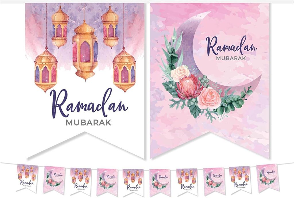 Pink & Purple Ramadan Mubarak Bunting Decorations