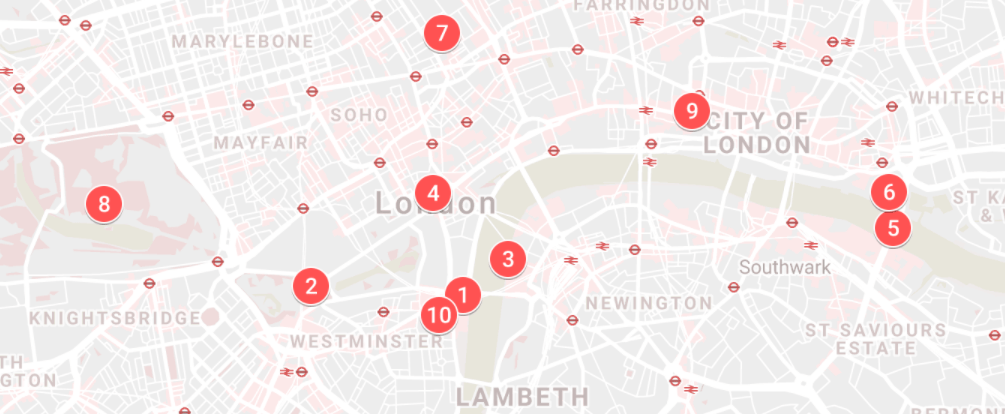 Top 10 London Landmarks Map