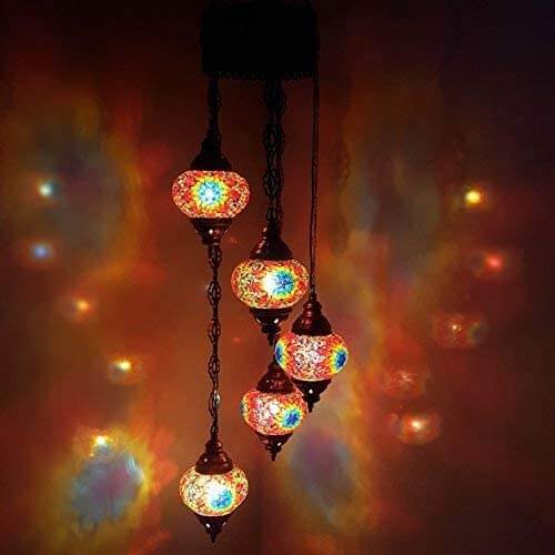 Turkish Moroccan Tiffany Style Glass Mosaic Chandelier