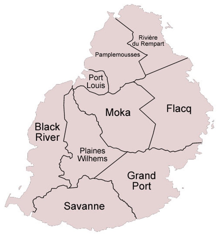 Map of Mauritius Districts