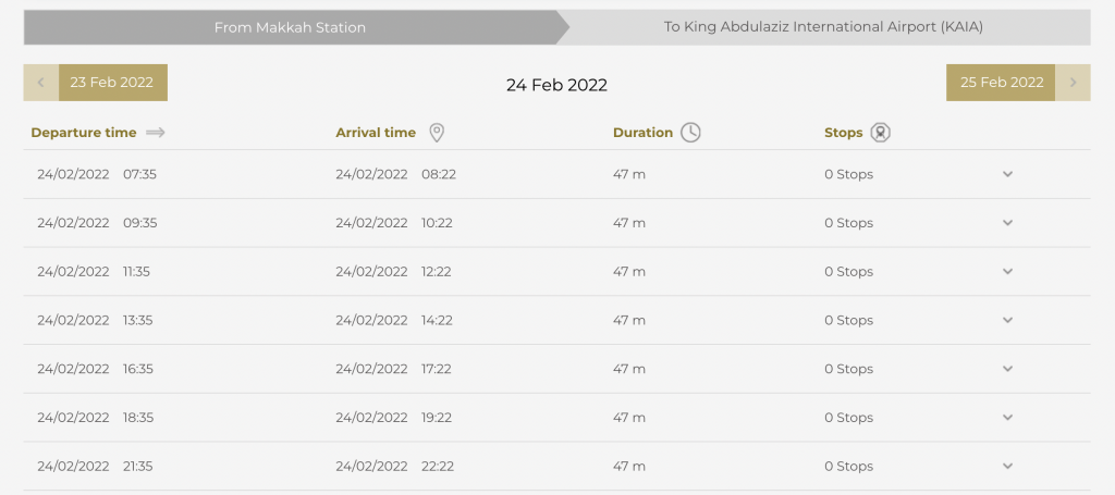 HRR Train From Makkah To King Abdulaziz International Airport