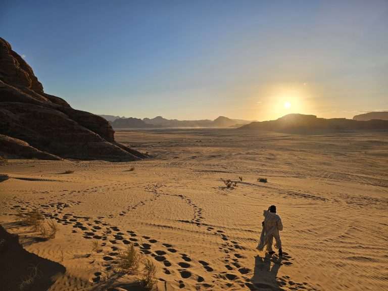 Wadi Rum Desert Jordan Sunset on the sand dunes